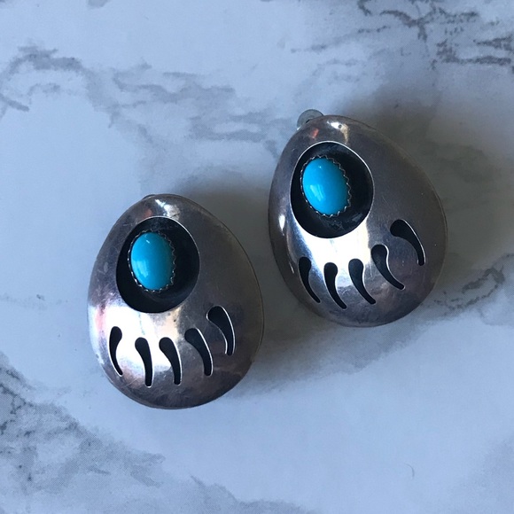 Spirit Animal Silver w/Turquoise Clip-On Earrings - Picture 2 of 5